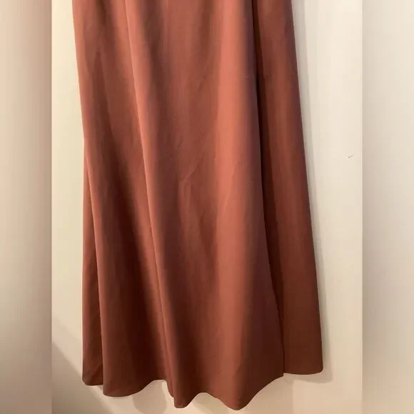 Jenny Woo Rust Brown Sleeveless V-Neck Maxi Dress Size 12 - Picture 3 of 14